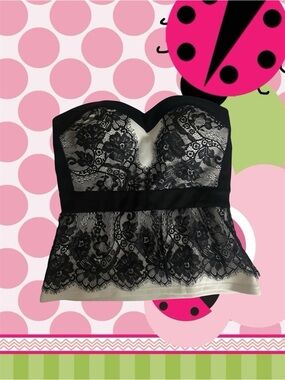 Body central Black Lace Strapless Bustier Top